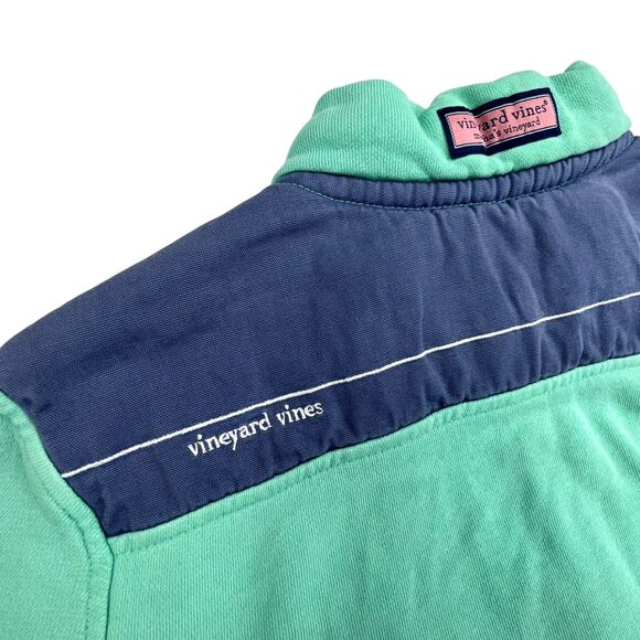 Vineyard Vines 1/4 Zip Pullover Sweater Jacket Youth Large 16-18 Green & Blue - Picture 5 of 8